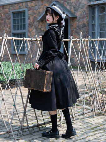 Olivia Op Pudgyのオリジナルデザインの秋冬用ゴシックエレガント長袖ドレス