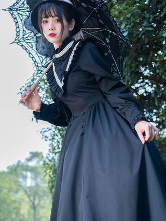 Olivia Op Pudgyのオリジナルデザインの秋冬用ゴシックエレガント長袖ドレス