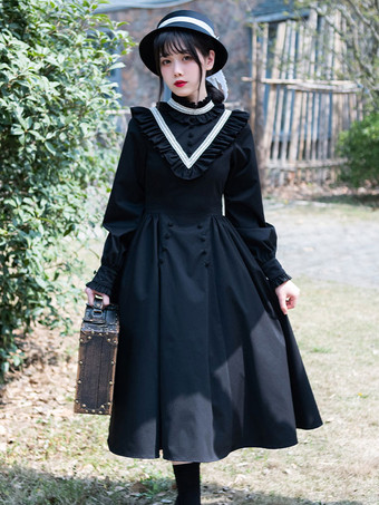 Olivia Op Pudgyのオリジナルデザインの秋冬用ゴシックエレガント長袖ドレス