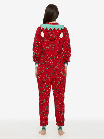 お揃いのファミリークリスマスパジャマ フード付き 大人用 子供用 ジャンプスーツ