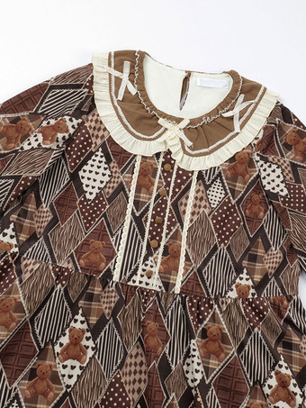 スイートロリータドレス ポリエステル長袖 スイートドレス ロリータドレス