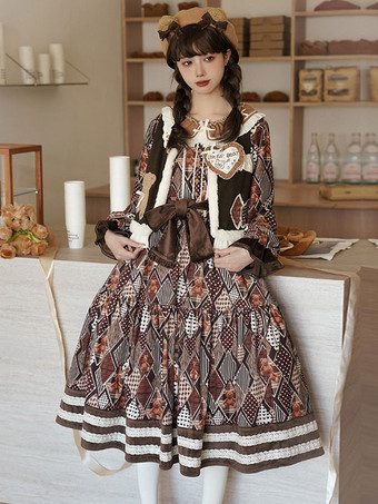 スイートロリータドレス ポリエステル長袖 スイートドレス ロリータドレス