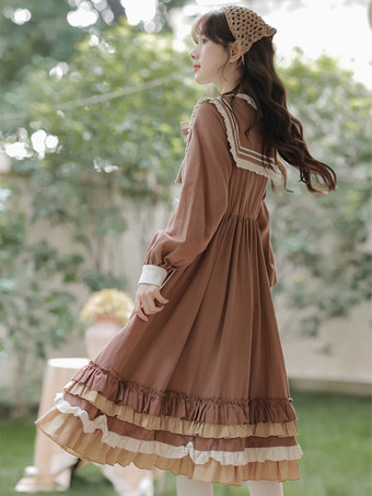 スイートロリータドレス ポリエステル長袖ドレス アカデミックロリータドレス