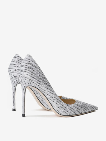 Tacones altos para mujer Rayas Bombas Lentejuelas Sexy Punta puntiaguda Tacón de aguja