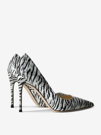レディース ヒール ポインテッドトゥ ゼブラプリント S スティレットヒール セクシー パンプス