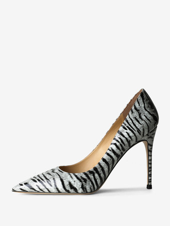レディース ヒール ポインテッドトゥ ゼブラプリント S スティレットヒール セクシー パンプス