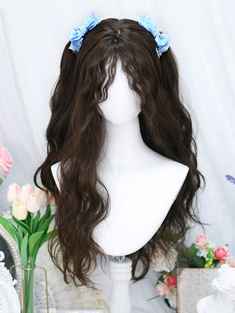 Sweet Lolita Wigs Deep Brown Medium Polyester Fiber Tousled Lolita Accessories