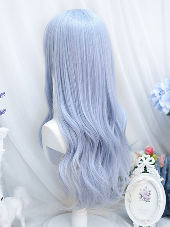スイート ロリータ ウィッグ ミディアム 乱れたポリエステル繊維 ブルー ロリータ アクセサリー