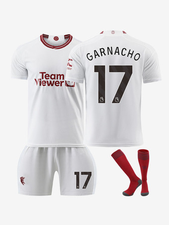 Camiseta Manchester United No.17 GARNACHO Local 23/24 3 Piezas para Adultos y Niños