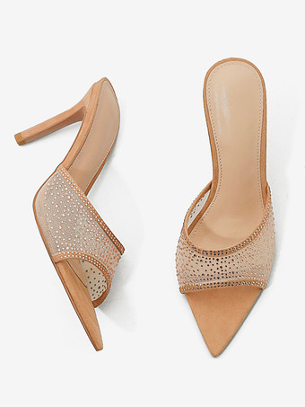 Sandali con tacco alto da donna Sandali con tacco a punta Sandali con tacco a spillo Tomaia in micro pelle scamosciata