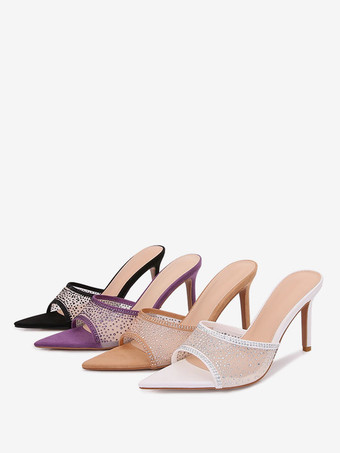 Sandali con tacco alto da donna Sandali con tacco a punta Sandali con tacco a spillo Tomaia in micro pelle scamosciata