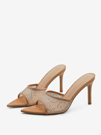 Marrone Sandali con tacco alto da donna Sandali con tacco a punta Sandali con tacco a spillo Tomaia in micro pelle scamosciata