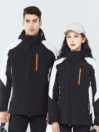 ホワイト＋ブラックメンズ ジャケット カラーブロック ジッパー ポリエステル スタイリッシュ