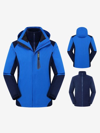 Blu RoyalGiacca da uomo in pile polare con cerniera color block alla moda