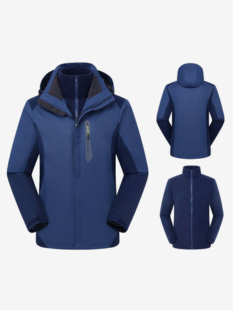 Blu Marino ScuroGiacca da uomo in pile polare con cerniera color block alla moda