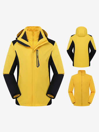 GialloGiacca da uomo in pile polare con cerniera color block alla moda