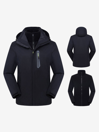 Nero Giacca da uomo in pile polare con cerniera color block alla moda