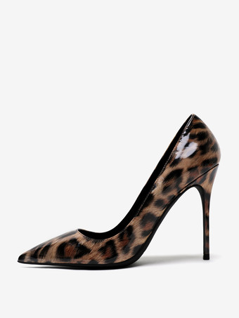 Leoparden-High-Heel-Pumps mit spitzen Zehen und Stiletto-Absätzen für Damen