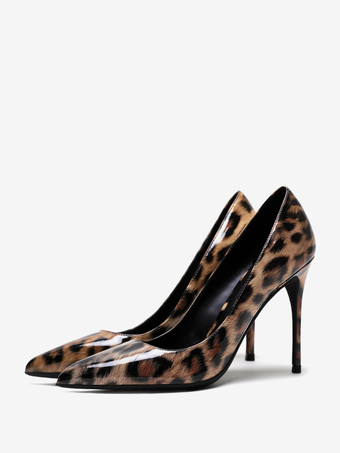 Leoparden-High-Heel-Pumps mit spitzen Zehen und Stiletto-Absätzen für Damen