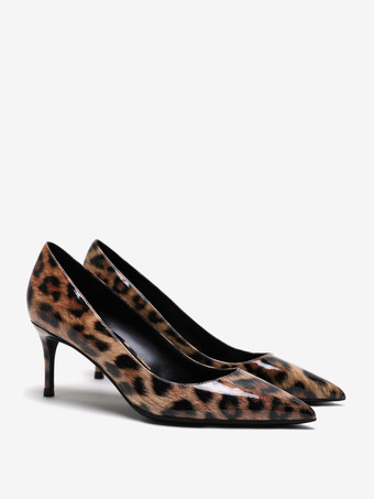 Leoparden-High-Heel-Pumps mit spitzen Zehen und Stiletto-Absätzen für Damen