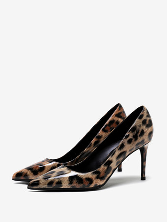 Leoparden-High-Heel-Pumps mit spitzen Zehen und Stiletto-Absätzen für Damen