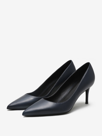 Deep Blue Women's High Heels Apricot Pointed Toe Slip On Pumps