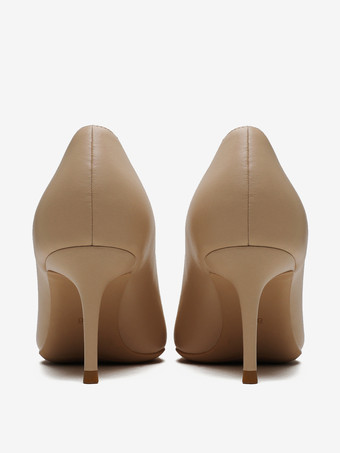 Women's High Heels Apricot Pointed Toe Slip On Pumps