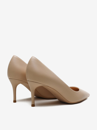 Women's High Heels Apricot Pointed Toe Slip On Pumps