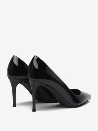 レディース ブラック ヒール ポインテッドトゥ ハイヒール パンプス