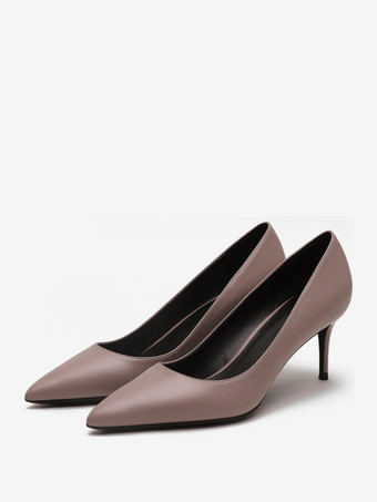 Fuchsia PinkWomen's High Heels Apricot Pointed Toe Slip On Pumps