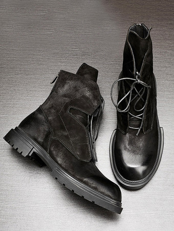 メンズ マーティン ワーク モーターサイクル コーヒーブラウン 牛革 ラウンドトゥ コンバットブーツ