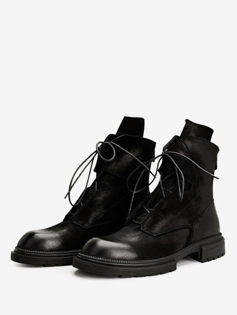 ブラック メンズ マーティン ワーク モーターサイクル コーヒーブラウン 牛革 ラウンドトゥ コンバットブーツ