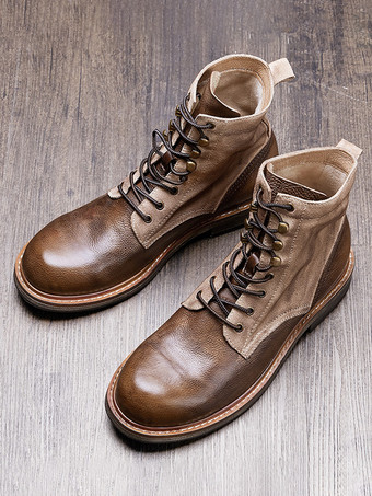 メンズ ベルベット マーティン ワーク モーターサイクルブーツ ディープブラウン 牛革 ラウンドトゥ ショートブーツ