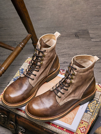 メンズ ベルベット マーティン ワーク モーターサイクルブーツ ディープブラウン 牛革 ラウンドトゥ ショートブーツ