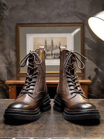 メンズ マーティン ワークブーツ ブラック 牛革 ラウンドトゥ ミリタリー コンバットブーツ