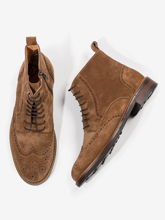 メンズ マーティン ワーク モーターサイクル コーヒーブラウン スエードレザー ラウンドトゥ コンバットブーツ