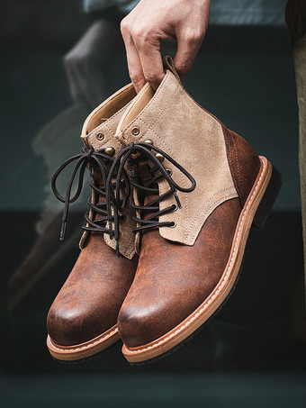 Martin Arbeits-Motorradstiefel für Herren Kampfstiefel aus schwarzem Rindsleder mit runder Zehenpartie