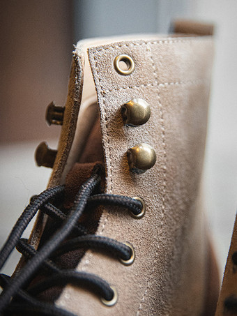 Martin Arbeits-Motorradstiefel für Herren Kampfstiefel aus schwarzem Rindsleder mit runder Zehenpartie