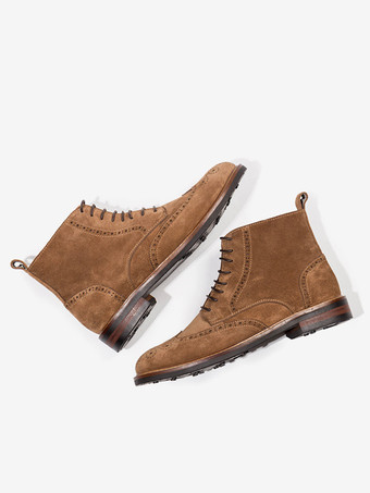 メンズ マーティン ワーク モーターサイクル コーヒーブラウン スエードレザー ラウンドトゥ コンバットブーツ