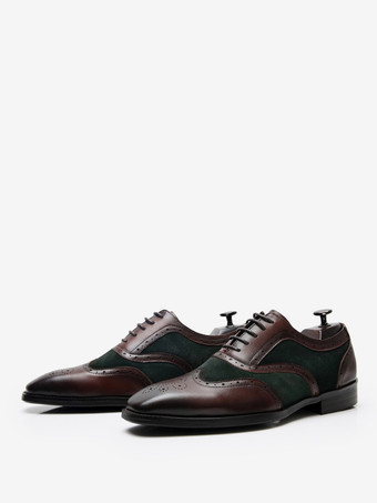 ブラウン 男性用ドレスシューズ 素敵なラウンドトゥ レースアップ 牛革 デビー プロム ホームカミング ウェディングシューズ