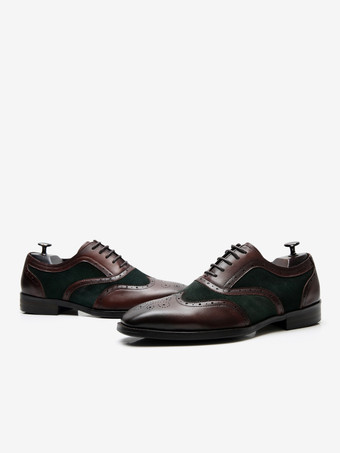 男性用ドレスシューズ 素敵なラウンドトゥ レースアップ 牛革 デビー プロム ホームカミング ウェディングシューズ