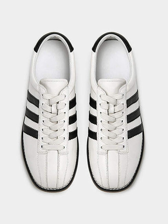 Zapatos casuales para hombre Zapatos blancos con punta redonda y bloque de color con correa ajustable para hombre Zapatos