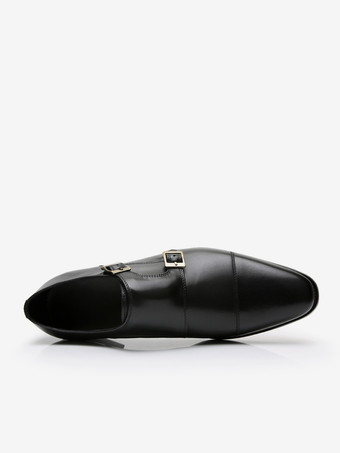 Herren-Slipper mit Mon-Riemen Kaffeebraun runde Zehenpartie Slip-on-Schuhe für den Abschlussball und Hochzeit