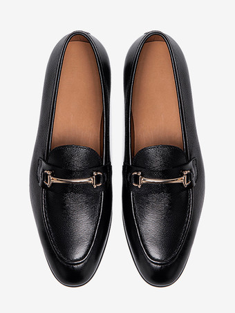 メンズ スリッポン ラウンドトゥ 牛革 ホースビット ローファー プロム ホームカミング ウェディングシューズ