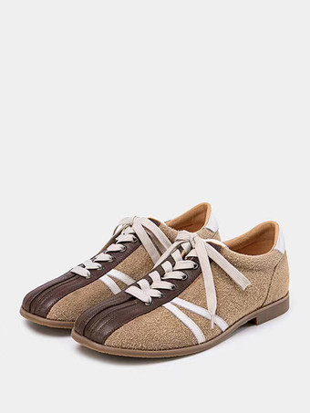 ライトブラウンメンズカジュアルシューズ ホワイト牛革 ラウンドトゥ カラーブロック ストラップ 調節可能シューズ