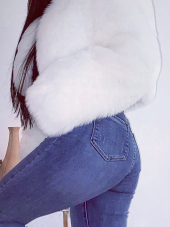 Faux Fur Coats Long Sleeves Cropped Chic Winter Eco-friendly Fur Coat For Women