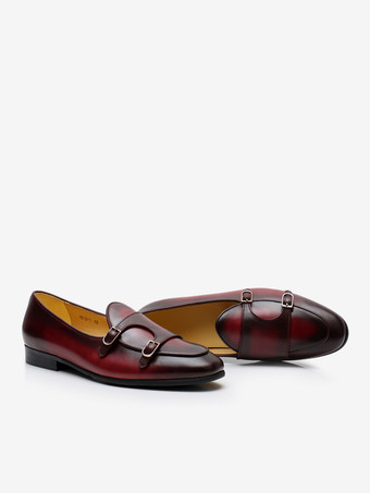 Mocassini da uomo con cinturino alla navata punta tonda in pelle di vacchetta slip-on scarpe da ballo matrimonio