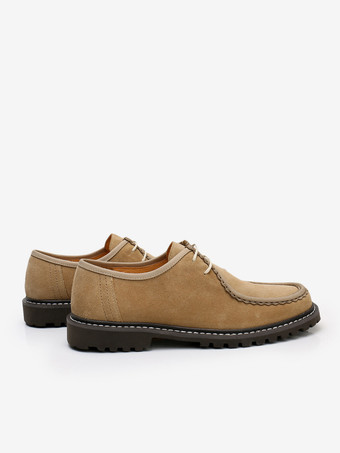 メンズ カジュアル デビー シューズ カーキ ラウンドトゥ レースアップ シューズ