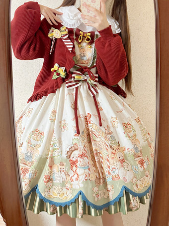 スイート ロリータ ドレス ポリエステル ノースリーブ リボン スイート クリスマス ロリータ ドレス