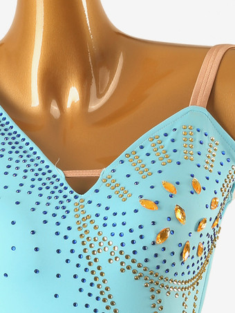 ラテンダンスドレス アクア レディース ライクラスパンデックス ドレス セクシー ラテン ダンサー ダンス衣装